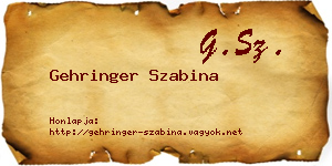 Gehringer Szabina névjegykártya